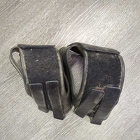 2 Rubber Stirrup Covers - Tapaderos *fair/poor, dirty, bent, cracked ends, stains, engraved, older
