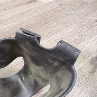 2 Rubber Stirrup Covers - Tapaderos *fair/poor, dirty, bent, cracked ends, stains, engraved, older
