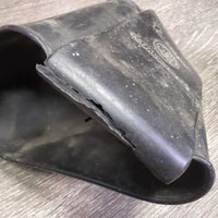 2 Rubber Stirrup Covers - Tapaderos *fair/poor, dirty, bent, cracked ends, stains, engraved, older
