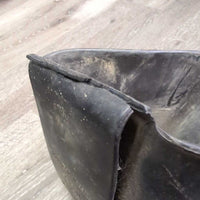 2 Rubber Stirrup Covers - Tapaderos *fair/poor, dirty, bent, cracked ends, stains, engraved, older
