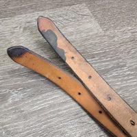 Narrow Stirrup Leathers *gc/fair, older, dents, dirt, rubs,mnr undone stitching, xholes, scrapes, stains, scratches
