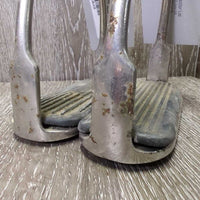 Light Stirrup Irons, grips *gc/fair, dirty, rusty, rubbed/thin grips, pitted
