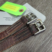 v.stiff v.thick Stirrup Leathers *fair, stains, faded, xholes, scrapes, stretched, film, residue NOT FOR RIDING
