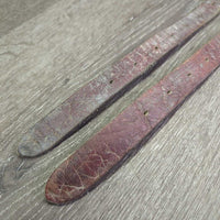 v.stiff v.thick Stirrup Leathers *fair, stains, faded, xholes, scrapes, stretched, film, residue NOT FOR RIDING
