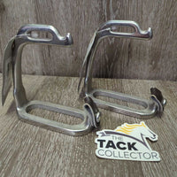 Peacock Safety Stirrups, 2 Leather Keepers *vgc/xc, NO grips or Elastics, clean, mnr stains, rubs & scratches
