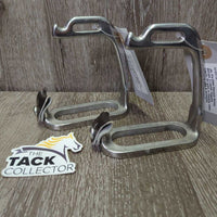 Peacock Safety Stirrups, 2 Leather Keepers *vgc/xc, NO grips or Elastics, clean, mnr stains, rubs & scratches
