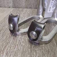 Peacock Safety Stirrups, 2 Leather Keepers *vgc/xc, NO grips or Elastics, clean, mnr stains, rubs & scratches
