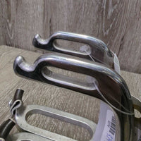 Peacock Safety Stirrups, 2 Leather Keepers *vgc/xc, NO grips or Elastics, clean, mnr stains, rubs & scratches
