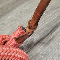 Stiff Horsemanship? Nylon Lead Rope, leather tassel *gc, faded, mnr dirt, frays
