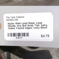 Nylon Web Lead Rope, Loop Handle, Hvy Bull Snap *fair, hairy, faded, frayed edges, rusty
