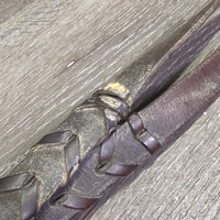 Braided Leather Reins *fair, v.stiff, v.dry, undone laces, film, chewed

