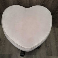 Heart Shaped Cushion Rolling Stool, adjustable height *vgc, mnr stains & rubs