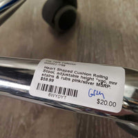 Heart Shaped Cushion Rolling Stool, adjustable height *vgc, mnr stains & rubs
