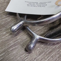 Round End Spurs, Bling Sides, Leather Spur Straps *gc/fair, missing bling, mnr dirt, rubs, scrapes & scratches, widened, xholes, mnr stretched
