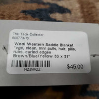 Wool Western Saddle Blanket *vgc, clean, mnr pulls, hair, pills, rubs, curled edges