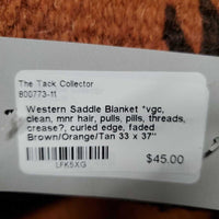 Western Saddle Blanket *vgc, clean, mnr hair, pulls, pills, threads, crease?, curled edge, faded
