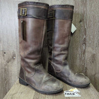 Tall Leather Country Boots *gc/fair, clean & dirty, rubs, scrapes, scratches, loose lining, loose heel & edge seal-R, cracking
