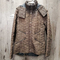 Quilt Jacket, Zipper & Snaps, zipper detach hood *vgc, clean, mnr undone threads, puckers, stains?
