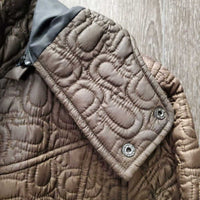 Quilt Jacket, Zipper & Snaps, zipper detach hood *vgc, clean, mnr undone threads, puckers, stains?
