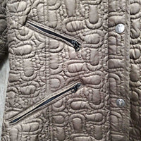 Quilt Jacket, Zipper & Snaps, zipper detach hood *vgc, clean, mnr undone threads, puckers, stains?
