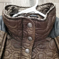 Quilt Jacket, Zipper & Snaps, zipper detach hood *vgc, clean, mnr undone threads, puckers, stains?
