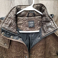 Quilt Jacket, Zipper & Snaps, zipper detach hood *vgc, clean, mnr undone threads, puckers, stains?
