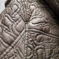 Quilt Jacket, Zipper & Snaps, zipper detach hood *vgc, clean, mnr undone threads, puckers, stains?
