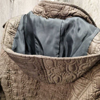 Quilt Jacket, Zipper & Snaps, zipper detach hood *vgc, clean, mnr undone threads, puckers, stains?
