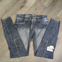 Denim Breeches *gc, seam puckers, curled inner waist, rubs, puckers
