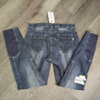 Denim Breeches *gc, seam puckers, curled inner waist, rubs, puckers
