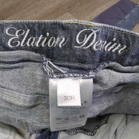 Denim Breeches *gc, seam puckers, curled inner waist, rubs, puckers
