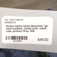 Denim Breeches *gc, seam puckers, curled inner waist, rubs, puckers
