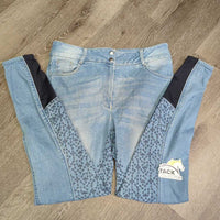 Full Seat Sticky Denim Breeches *gc, seam puckeres, faded spots, rubs, curled inside waist
