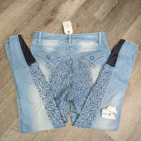 Full Seat Sticky Denim Breeches *gc, seam puckeres, faded spots, rubs, curled inside waist
