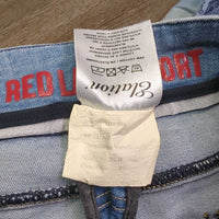 Full Seat Sticky Denim Breeches *gc, seam puckeres, faded spots, rubs, curled inside waist
