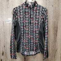 LS Sun Shirt, 1/2 Zip Up *gc, older, faded tag, seam rubs & puckers
