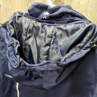 Winter Jacket, Zipper, velcro Hood *gc, older, rubs, snags, dirty pockets, clumpy collar, dirt?stain, pills
