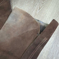 Full Suede Chaps *gc, stained, discolored, hair, dirty/stiff bottom, older
