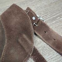 Full Suede Chaps *gc, stained, discolored, hair, dirty/stiff bottom, older

