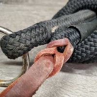 Nylon Horsemanship Line, Ring, Leather Tassle End *vgc/gc, clean & mnr dirt, snags, rubs, frays & rust
