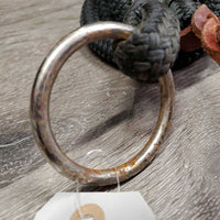 Nylon Horsemanship Line, Ring, Leather Tassle End *vgc/gc, clean & mnr dirt, snags, rubs, frays & rust
