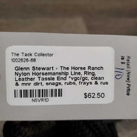 Nylon Horsemanship Line, Ring, Leather Tassle End *vgc/gc, clean & mnr dirt, snags, rubs, frays & rust