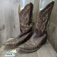 MENS Pointy Toe Alligator Western Boots *gc, clean, film, rubs, cracking piping, lifting & peeled edges, older, v.rubbed soles
