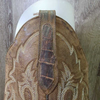 MENS Pointy Toe Alligator Western Boots *gc, clean, film, rubs, cracking piping, lifting & peeled edges, older, v.rubbed soles

