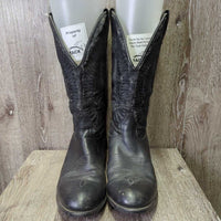 MENS Round Toe Western Boots *gc/fair, clean, v.peeled/shedding, mnr stains, scuffs & rubs
