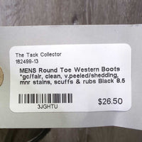 MENS Round Toe Western Boots *gc/fair, clean, v.peeled/shedding, mnr stains, scuffs & rubs
