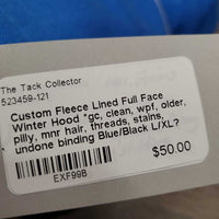 Custom Fleece Lined Full Face Winter Hood *gc, clean, wpf, older, pilly, mnr hair, threads, stains, undone binding
