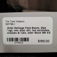 Field Boots, Zips *vgc, mnr dust, dirt, toe scratches, creases & rubs, older
