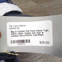 Cotton Full Face Hood *vgc, clean, older, faded, mnr hair & residue, threads

