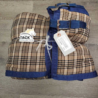 Hvy Fleece Lined Stable Sheet, 0 legs/tail *gc, clean, older, repairs, holes, mnr dirt, unstitched, hair, frayed binding
